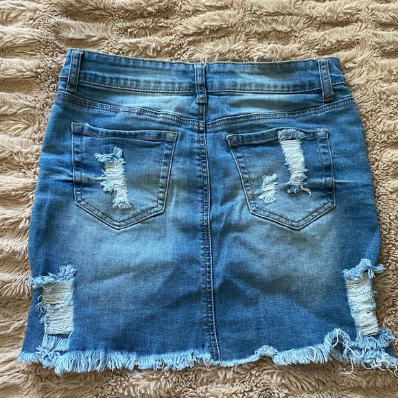 Fashion Nova Ripped Jean Mini Skirt - Picture 2 of 4
